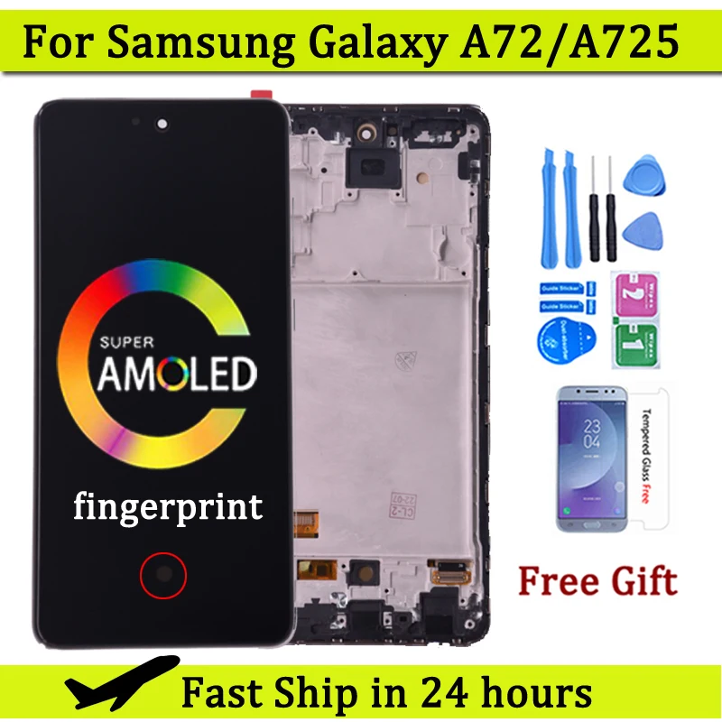 

6.7''AMOLED For Samsung Galaxy A72 4G LCD touch screen digitizer Assembly With Frame For Samsung A725 replacement Repair Part