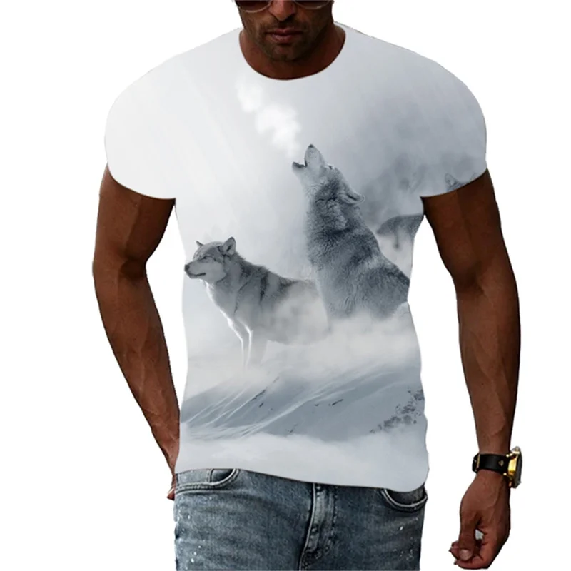 

Fashionable and Fierce Tiger Animal 3D Printing Men's T-shirt Summer Round Neck Large Short Sleeve Large T-shirt Top