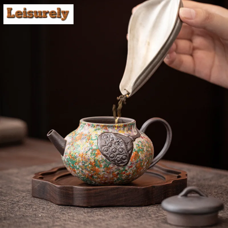 175ml Rock Painting Time Seedpod Of The Lotus Teapot Elegant Tea Infuser Pot Household Tea Making Kettle With Strainer Drinkware