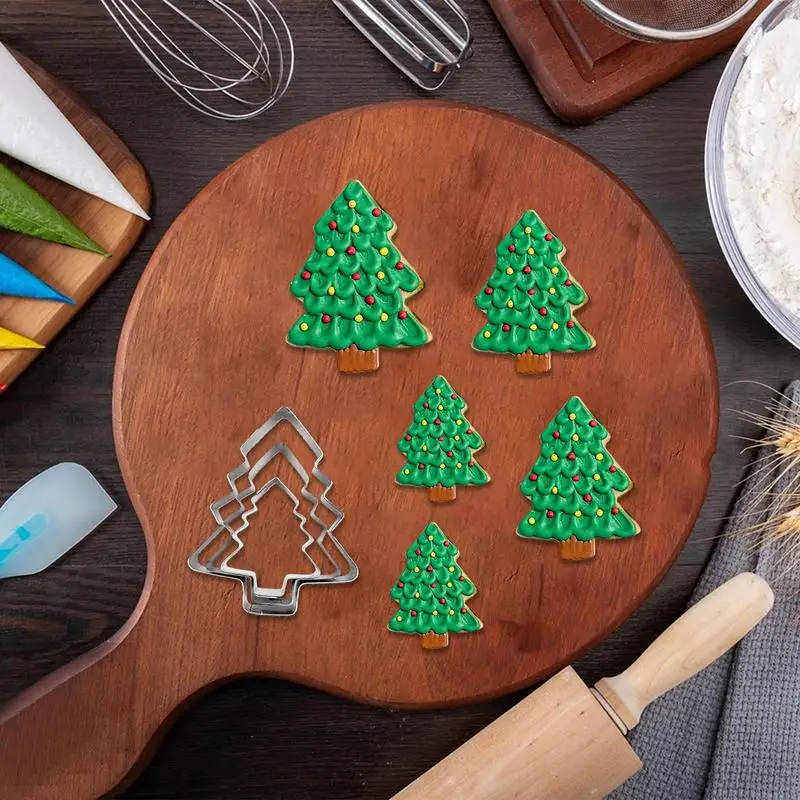 Christmas Cookie Cutters Festival Biscuit Cutter Mold Food-grade Cookie Cutters for Christmas Gingerbread Man Tree
