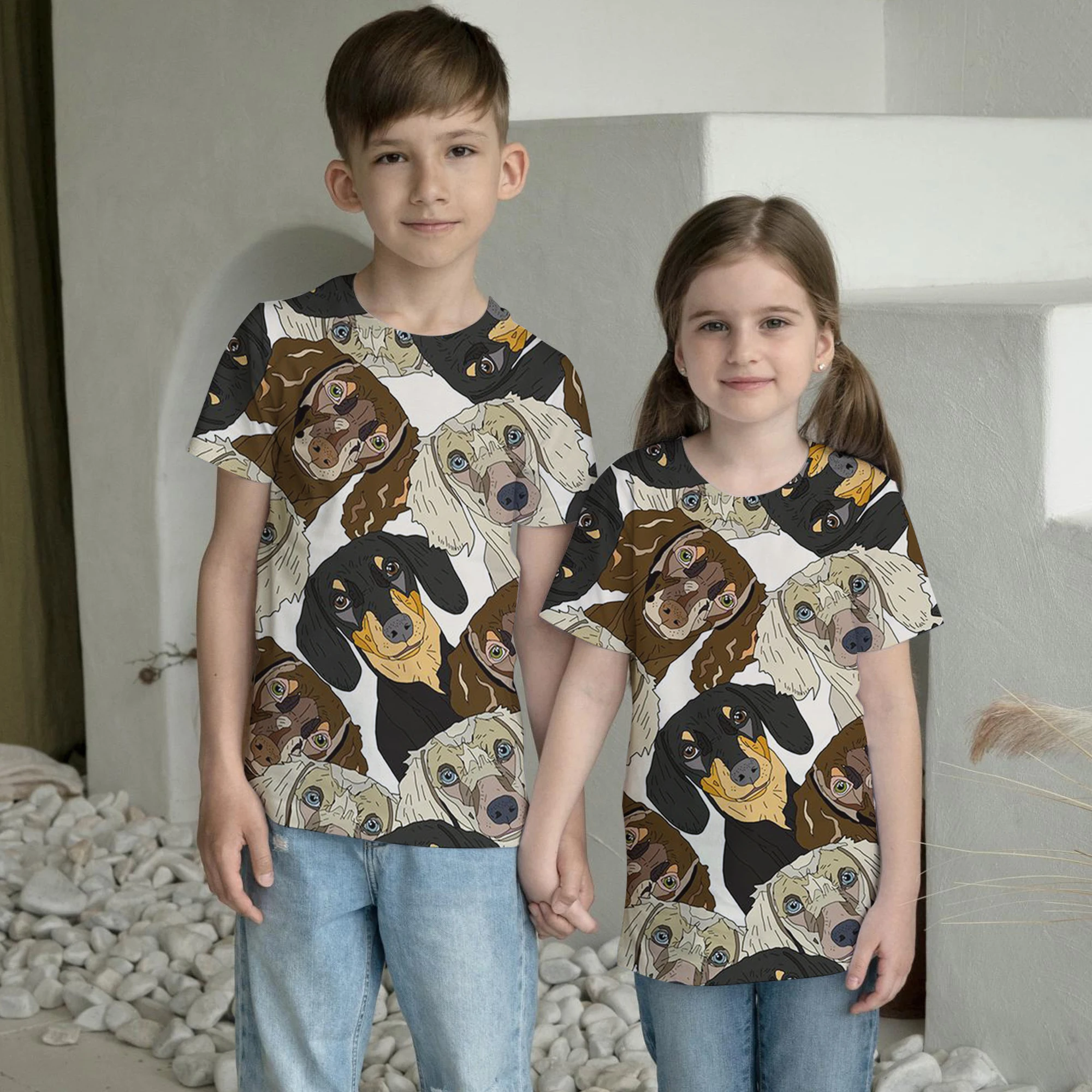 T-Shirt Anime Cute Puppy 3D Printed Street Abbigliamento Boy Girl Cute Casual Fashion T-Shirt Oversize T-Shirt Per Bambini Top Abbigliamento