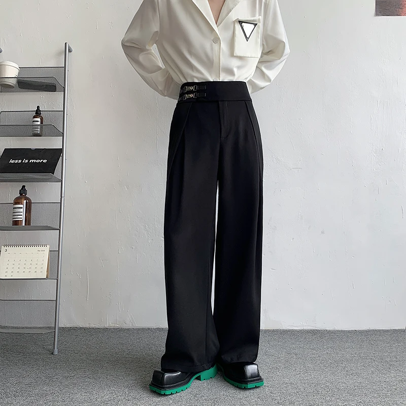 Men Suit Pants Oversized Loose Straight Wide Leg Office Formal