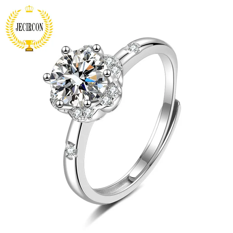 Jecircon Anello Moissanite Classico Giapponese E Coreano A 6 Griffe Per Donna Fede Nuziale In Argento Sterling 925 Da 1 Carato Imitazione Diamante