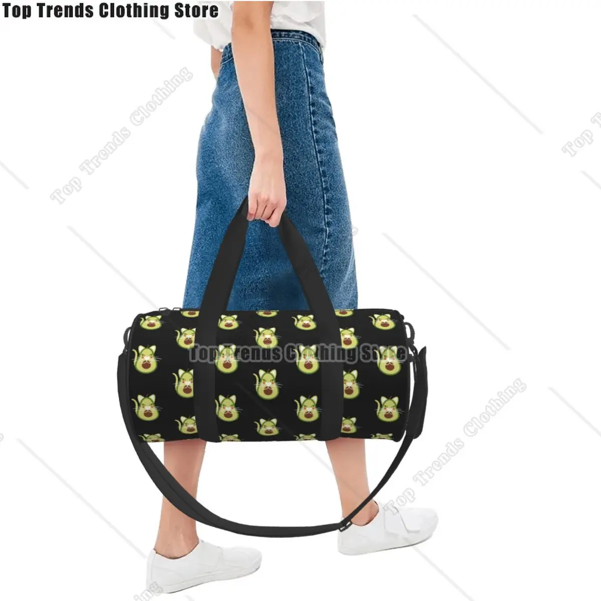 Funny Avocado Cat Gym Bag Animal Travel Training Sports Bags Men Pattern with Shoes Vintage Fitness Bag Outdoor Handbags 5