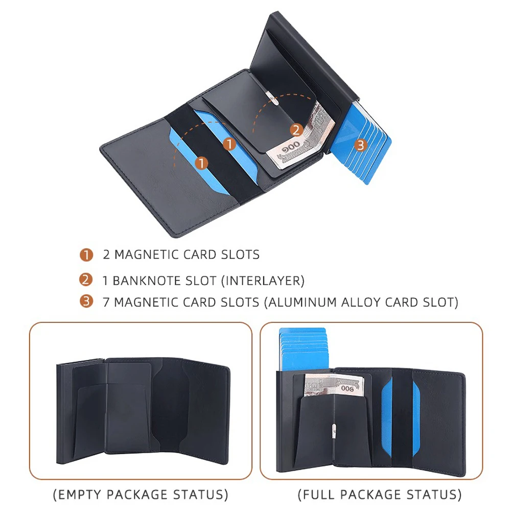 Premium Baellerry Metal Card Holder Men with One-Touch Eject, Thin RFID Protection Anti-Theft Wallet