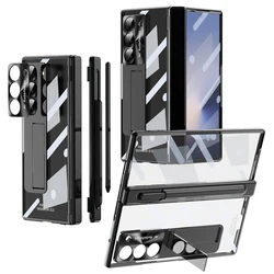 Custodia protettiva magnetica trasparente di lusso con supporto e portapenne S per Samsung Galaxy Z Fold 6