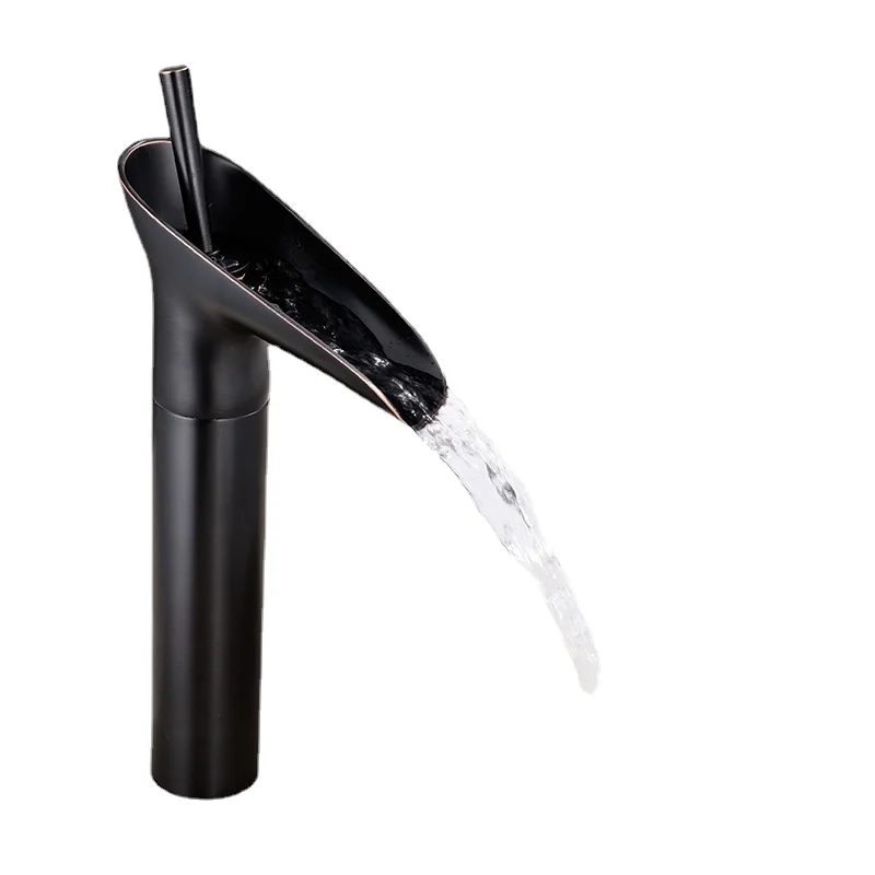 Bathroom Accessories Sink Faucet Desk Mounted 360 Degree Swivel Single Handle Hole Basin Faucet Brass Waterfall Black ORB Bronze