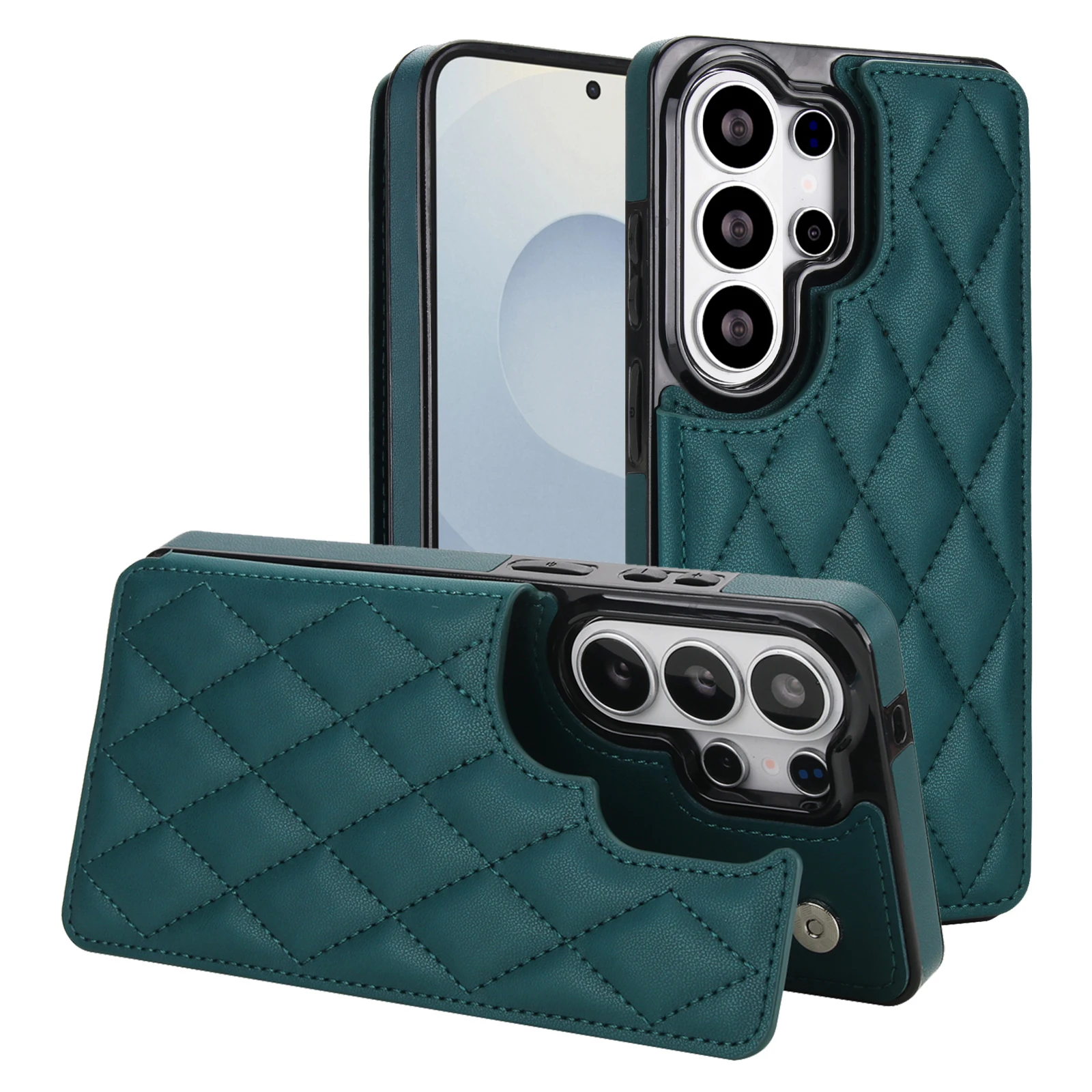 Quilted Leather Wallet Case with Card Holder
