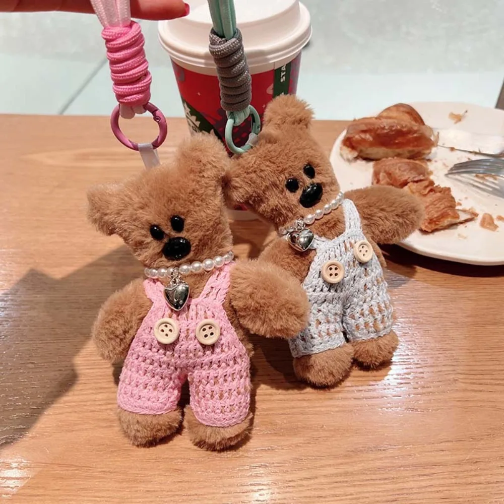 

Kawaii Cute Small Bear Plush Toy KeychainBackpack Pendant Cartoon Anti Drop Chain Cute CarKeyring Kids Women Bag Accessories