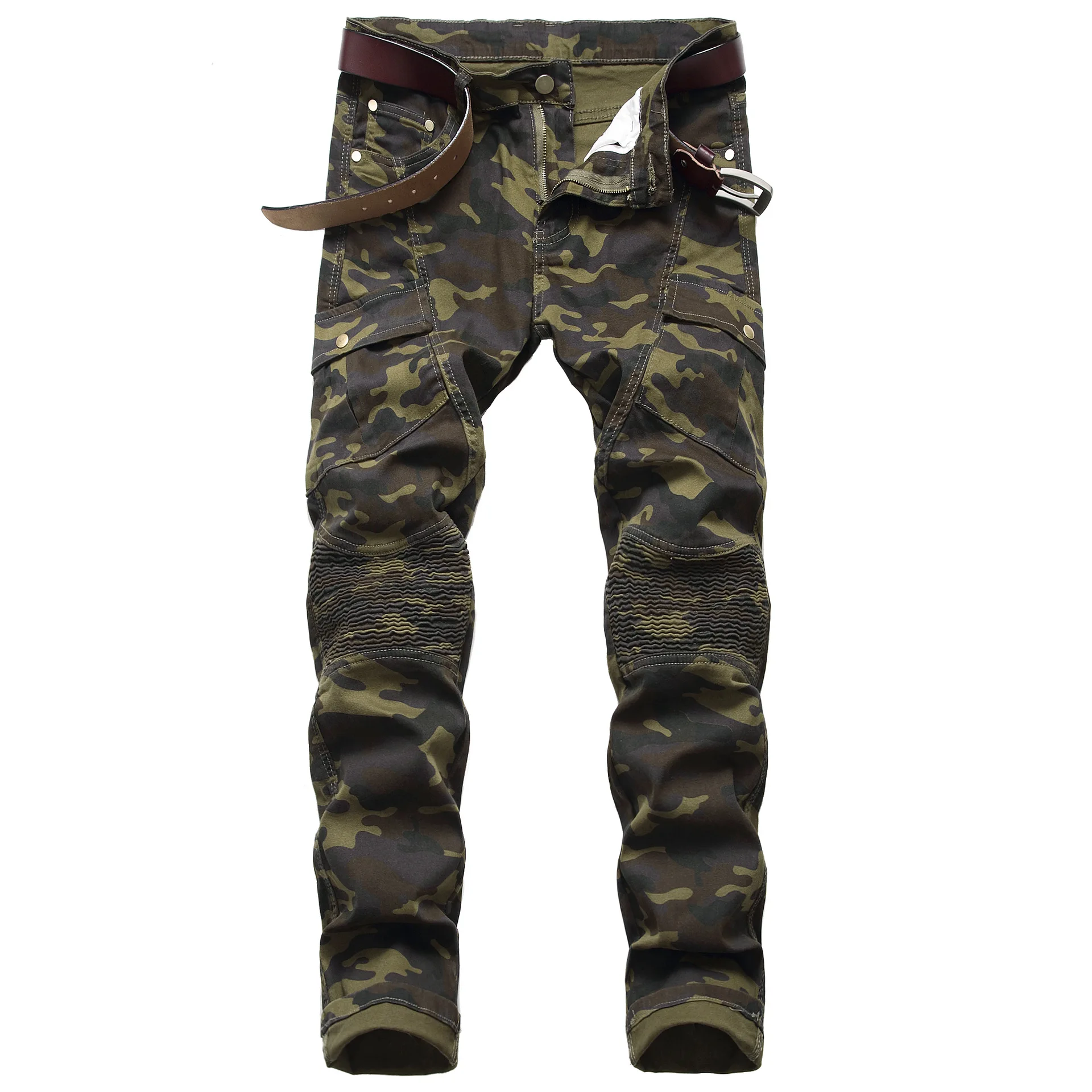 Men's Stretch Camouflage Biker Jeans High Quality Casual