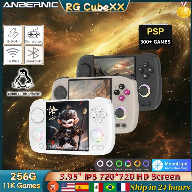 ANBERNIC RG CubeXX Console de jeu portable 3.95 "IPS HD écran Linux WIFI Bluetooth 256G PSP RG Cube XX Console de jeu vidéo rétro 1