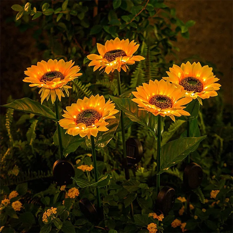 

LED Solar Light Sunflower Solar Outdoor Light Waterproof Pathway Flower Solar LampYard Lawn Wedding Holiday Garden Decoration