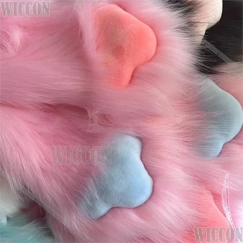 Furry Animal Claws Kig Fursuit Kigurumi Cosplay Furred Touchscreen Gloves Colorful Cute Gloves Holloween Women Men Customized