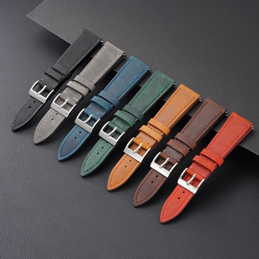 Vintage Leather Wrist Strap - Premium Crazy Horse Cowhide, Quick Release Design