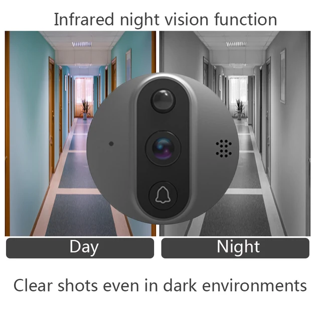 WiFi Video Door Peephole Camera Doorbell Viewer with LCD Monitor Night Vision Tuya APP Control for Apartment Home Security 5