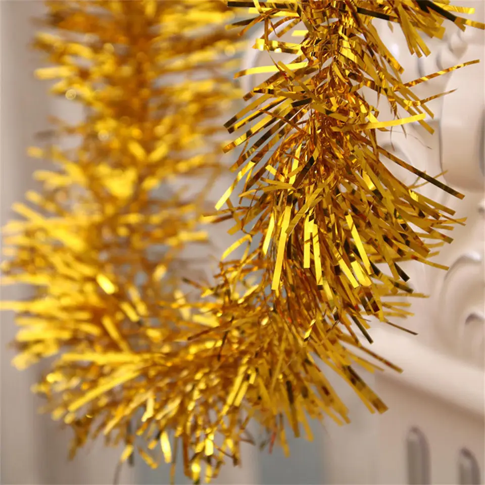 Decoris kerstslinger - champagne - 270 x 10 cm - tinsel/folie - sterren Decoris kerstslinger - champagne - 270 x 10 cm - tinsel/folie - sterren