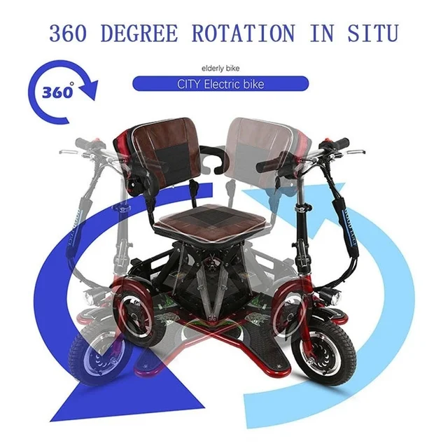 Tricycle Trottinette scooter électrique 3 roues PMR stable 19 kg Folding  300 watts avec siège