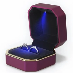 Elegant LED - Lit Luxury Ring Display and Gift Box (Purple)