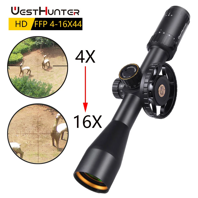 WESTHUNTER HD 4-16X44 FFP Hunting Scope First Focal Plane Riflescopes Side Parallex Wheel Etched Glass Tactical Shooting Sights rifle scope