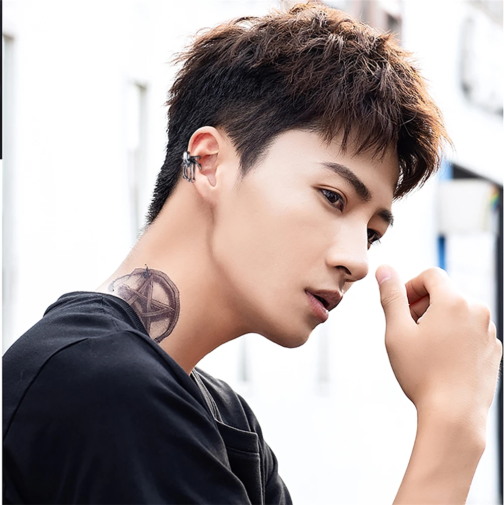 Elfasio Ear cuff Earrings Octopus Stainless Steel Lobe Helix Cartilage Clip Earring for Men Women Non Piercing