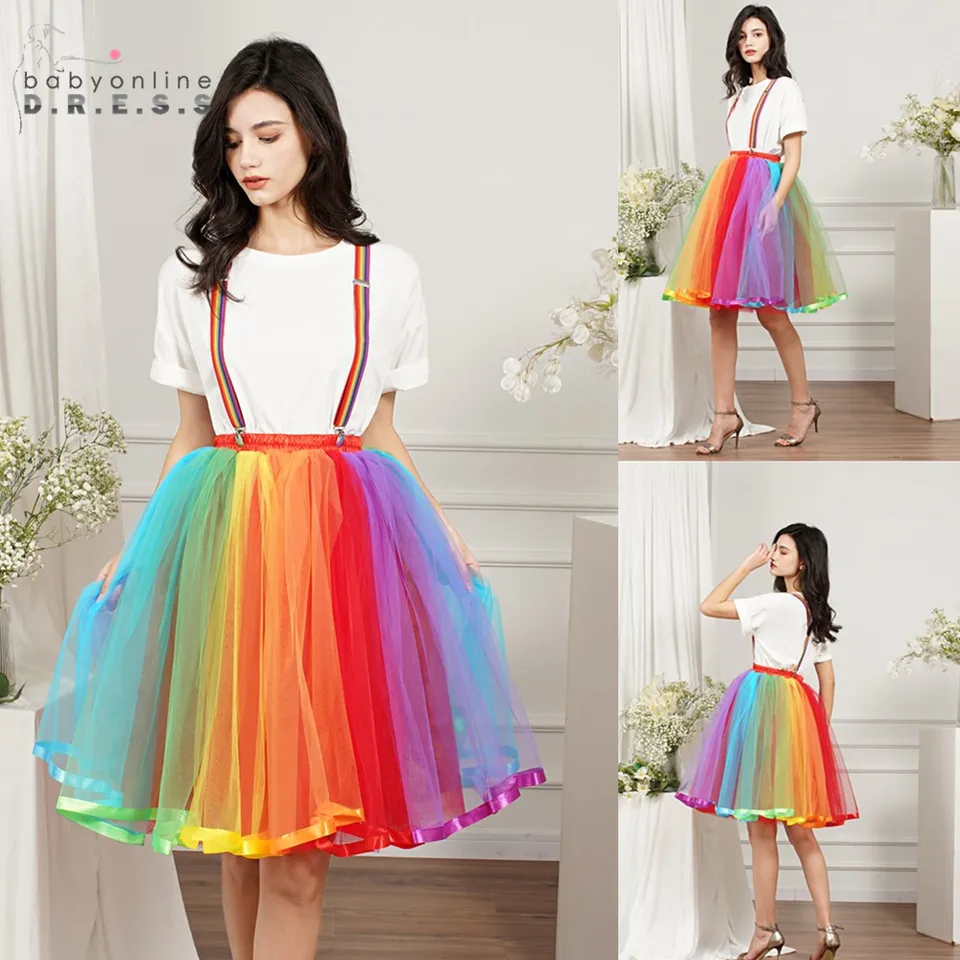 Gonna in Tulle arcobaleno gonna Tutu gonna perforante abito Color Gradien  vestito per donna ragazze (taglia S) - AliExpress