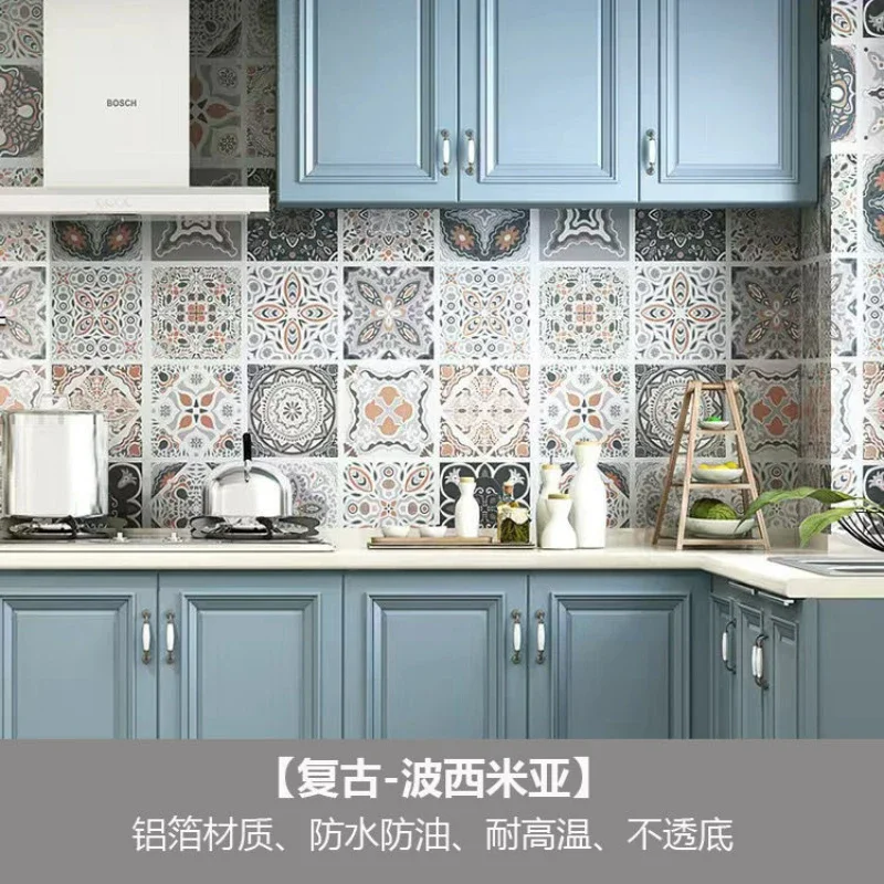 Kitchen Oil-proof Stickers, High Temperature Resistant Stove, Bathroom Waterproof and Anti-fouling Self-adhesive Wallpaper dodi high quality faucet extension extender bathroom 360°rotation adjust free bending faucet splash proof universal extension