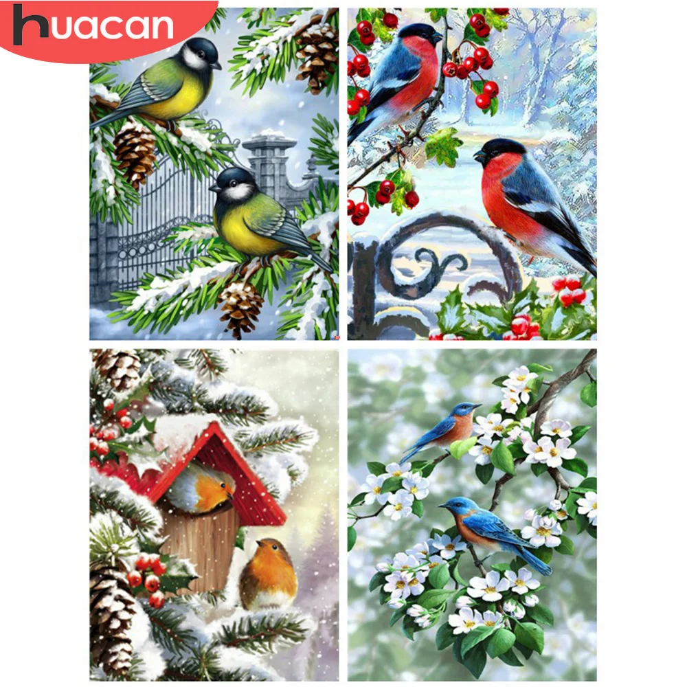 Diamond Painting HUACAN 5D DIY Diamond Painting Bird Rhinestones Pictures Diamond Embroidery Animal Cross Stitch Mosaic Crafts Kit