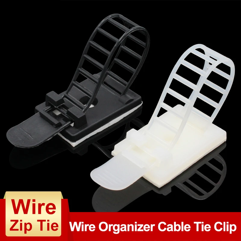 50 Pieces Desk Wire Organizer Cable Ties Zip Ties Adhesive Cord Clips Cable Management Cord