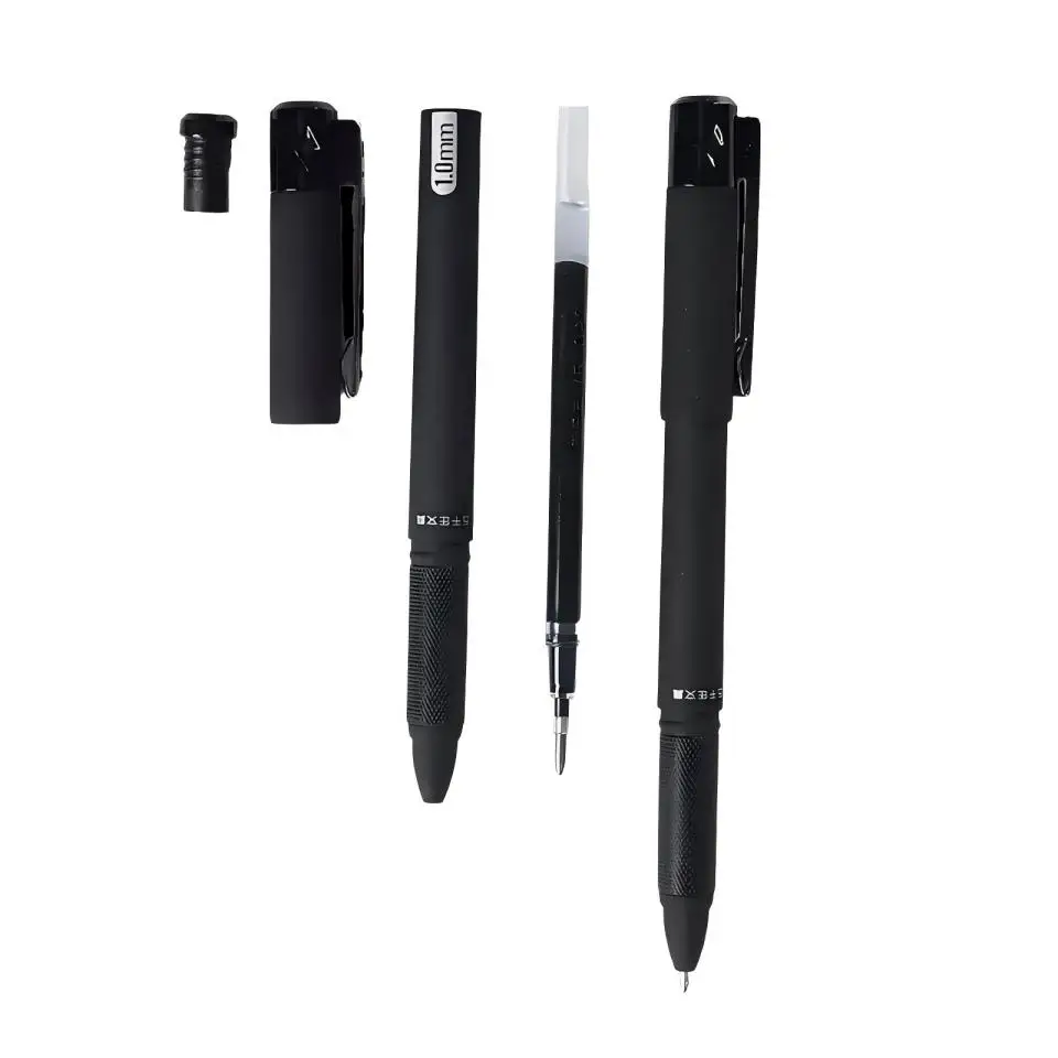 6개/세트 젤 펜 1.0mm 검정 잉크, 부드러운 필기감 대용량 리필, 서명에 완벽한 볼펜