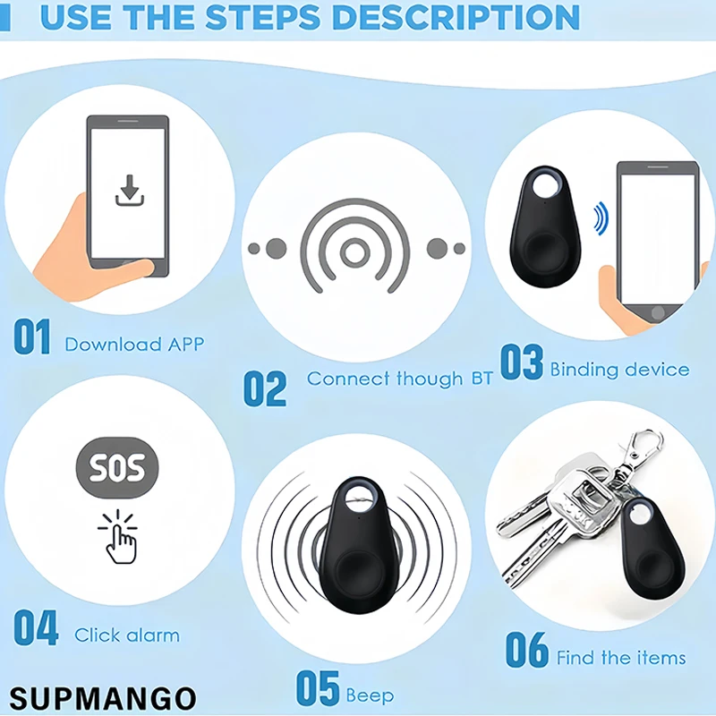 GPS Bluetooth Tracker Mini GPS Mobile BT Anti-Lost Tracker Two-way Positioning IOS Android Smart Locator Accessory Find Pets Children Wallets