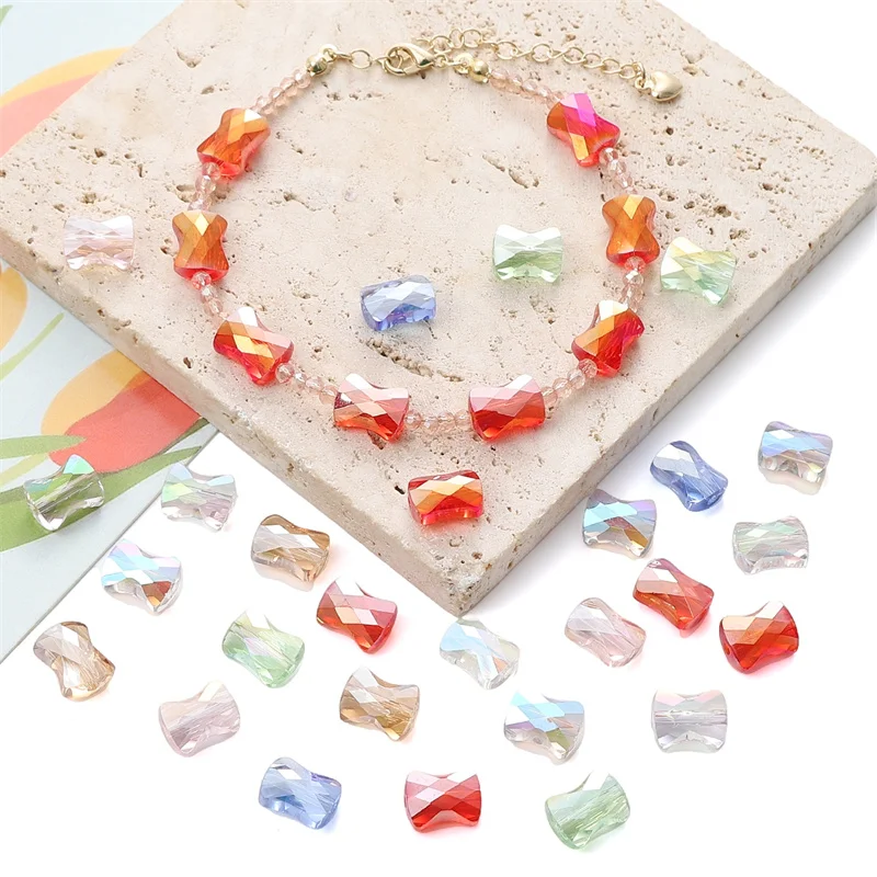 10 Stück bunte Schleifenperlen, Aurora-Glas-Abstandsperlen für DIY-Halsketten, Armbänder, Anhänger, Schmuckherstellung, Zubehör