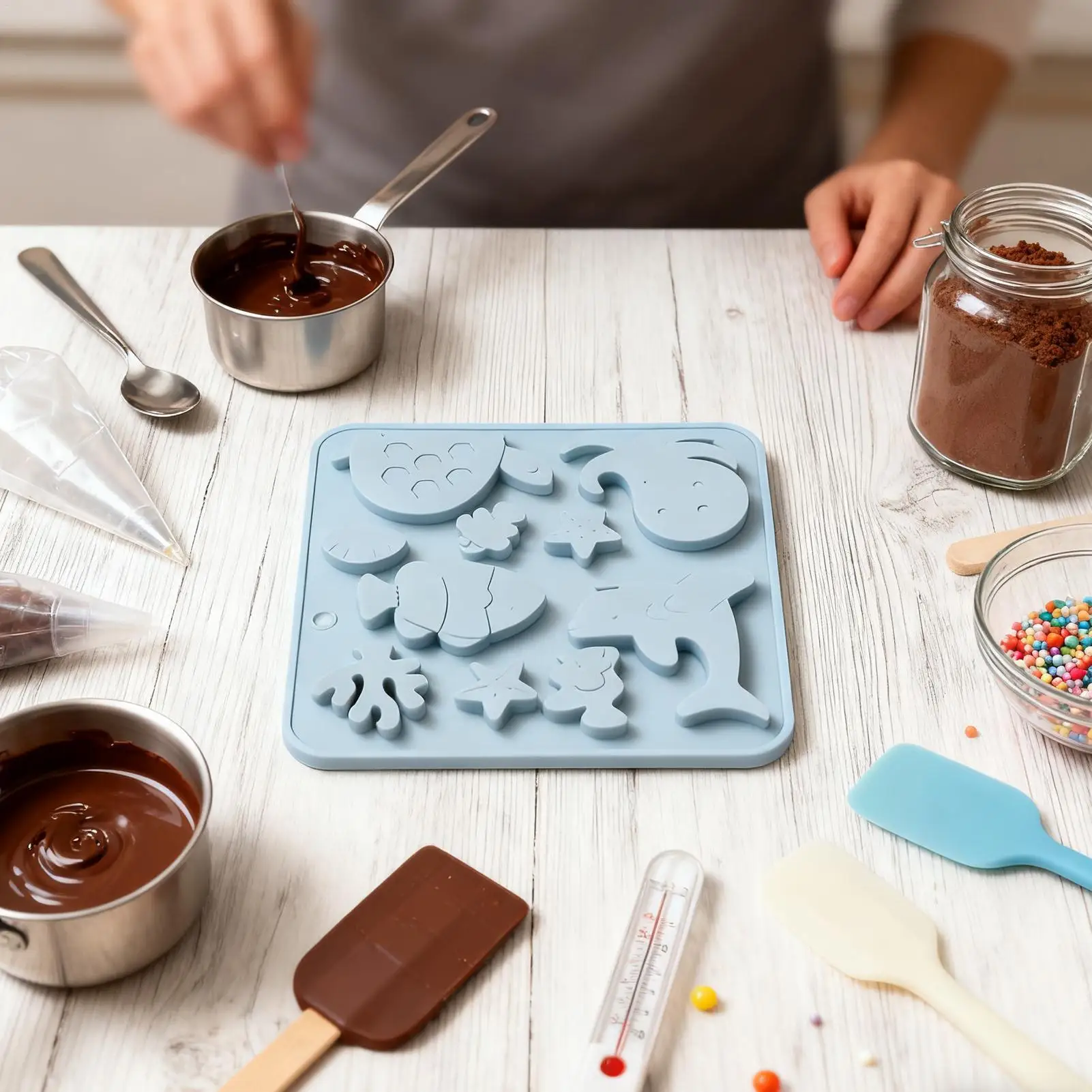 Chocolate Candy Molds 10 Cavity Non Stick Cute Mould Silicone Candy Molds For Filled Chocolate For Ice Cake Gummy Jelly Cookie