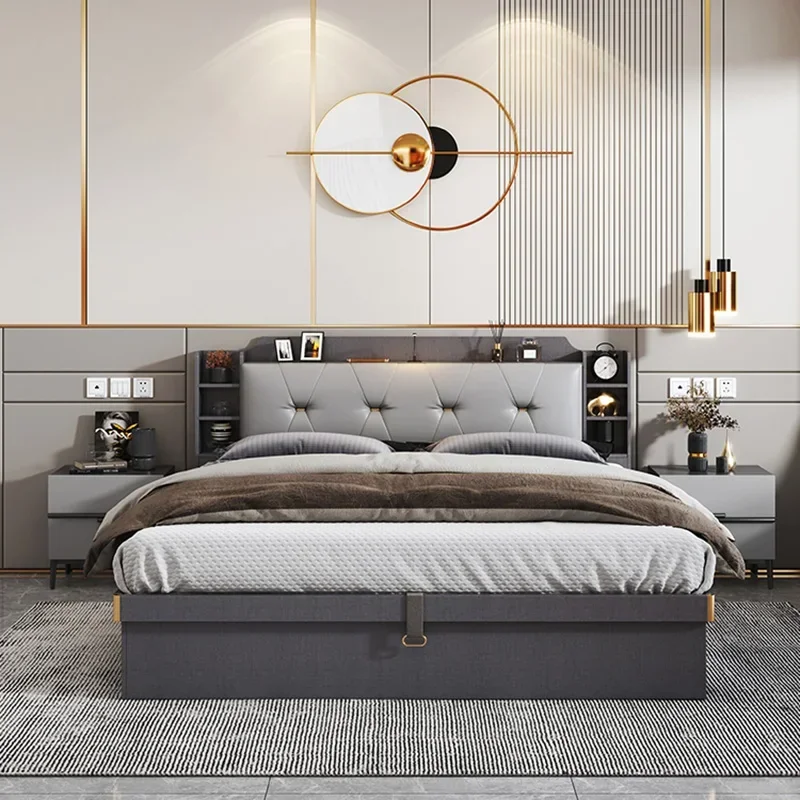 Minimalist Modern Full Bedroom Set Design Dresser Comfy Storage Double Bedroom Set Elegant Black Letto Matrimoniale Furniture