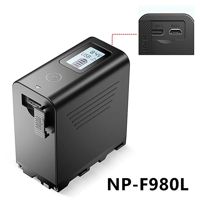 

NP-F980/F970 Digital Camera Photography Fill Light Battery 7.4V8800mAh Power Bank USB Li-ion Battery Intelligent Display Screen