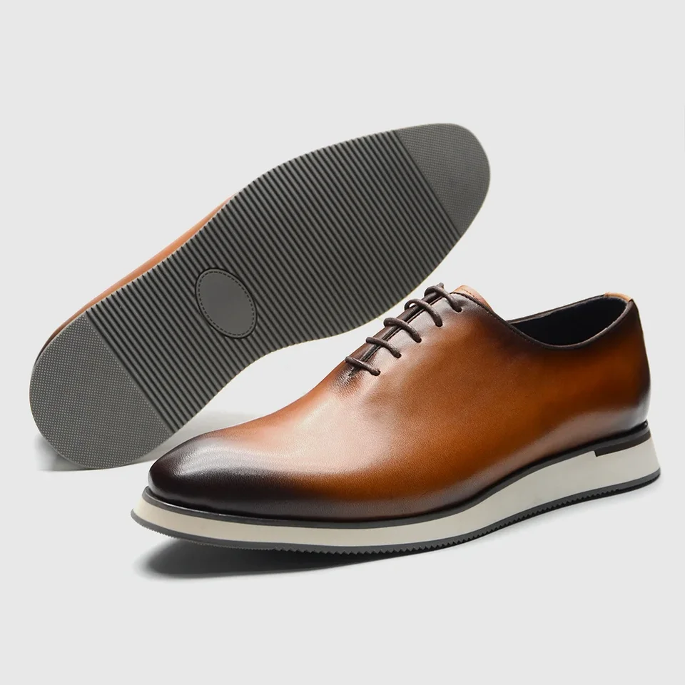 Modello Rocco - Handmade Italian Leather Men's Oxford Dress Shoes - Colorful Lace-Up, Cowhide Smooth Leather