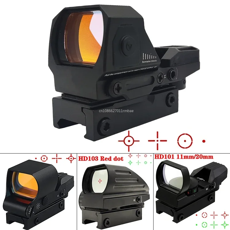 Red Dot Sight Hd101AJ Red Dot Sight HD101 Collimator Rifle Red Green Dot Reflex Sight Scope Fit 20mm Weaver Rail for Airsoft Hunting Rifle
