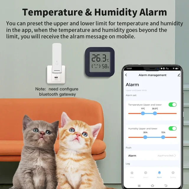 Bluetooth Temperature Humidity Sensor Mini LCD Screen Smart Tuya APP Remote Voice Control Google Thermometer Hygrometer 6
