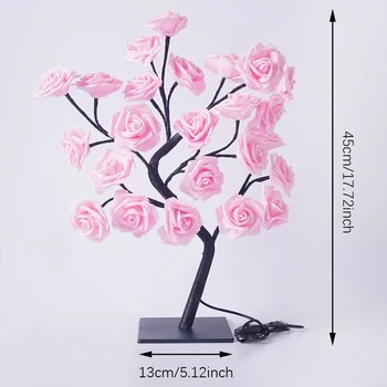 LED Rose Tree Lights 24LEDs USB Operated Table Lamp Atmosphere Lighting for Wedding Party Gift Birthday Festival Lover Home Deco 3