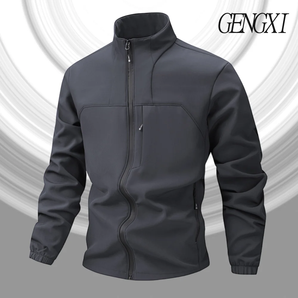Men's Softshell Tactical Jacket Casual Fashion Fleece-Lined Warm Stand-Up Collar Coat Windproof 2025 Autumn/Winter