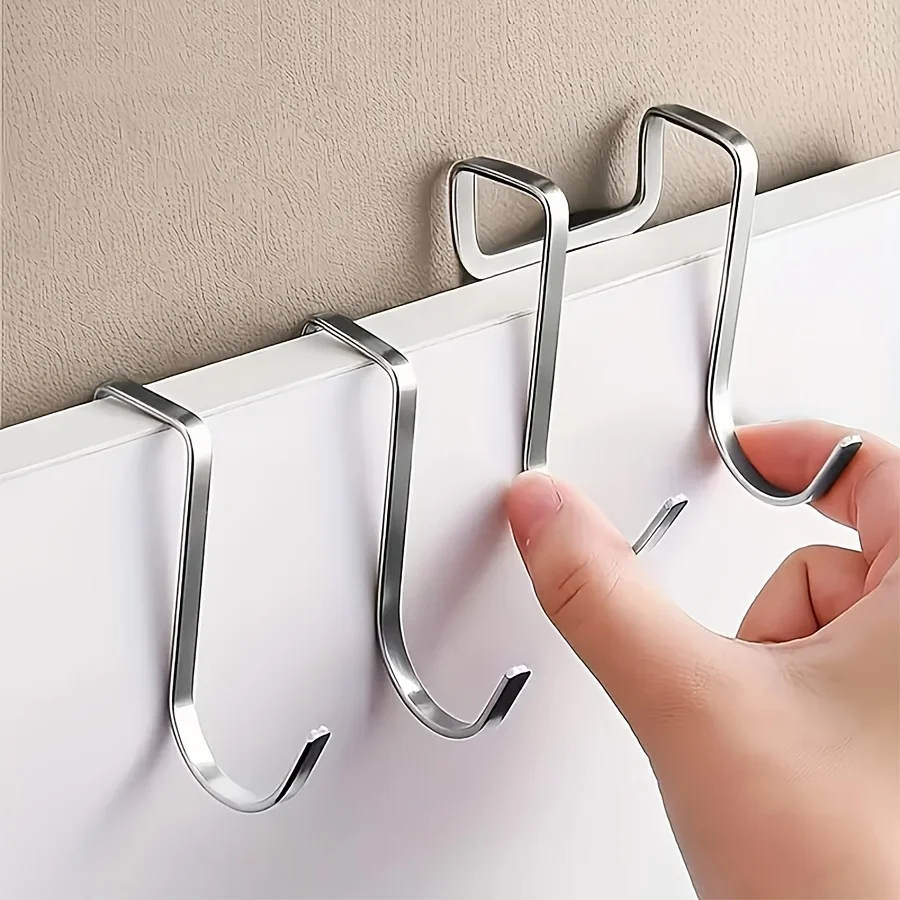 10PCS S-shaped Metal Double Hooks storage hook,door hook for Non Perforated Door Hooks in Cabinets Dormitories Kitchens Easy To Install