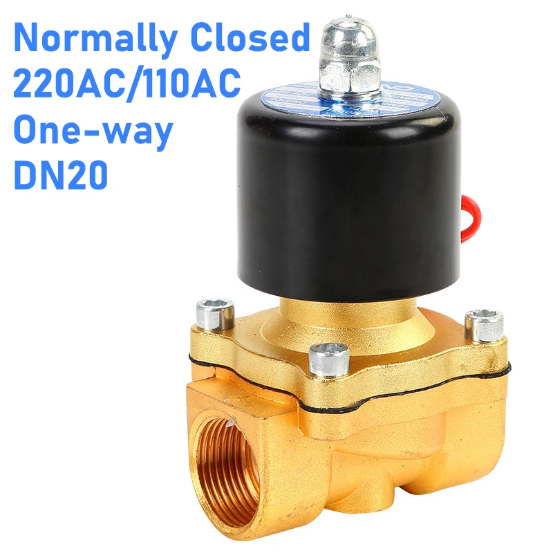 

Kirsite Normally Closed Solenoid Valve 3/4" DN20 220V 110V AC One-way High Quality Red Copper Coil Water Valve