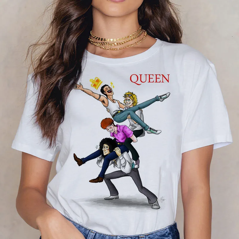 Camiseta de Freddie Queen Band para mujer, camiseta Harajuku Vintage Ullzang, camiseta de reina de moda, de Rock gráficas de los 90 para mujer _ - AliExpress