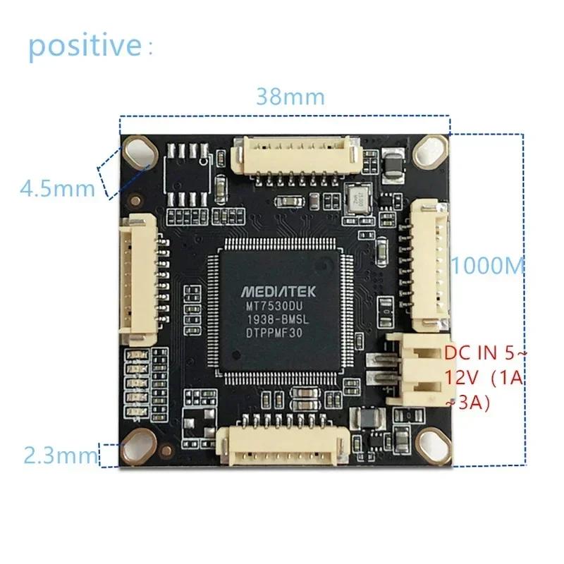 임베디드 통합 모듈용 기가비트 이더넷 스위치 pcba, DC 5V 12V1A-3A IN DC OUT VLAN, 전류 통과, 10, 100, 1000M, 4 포트