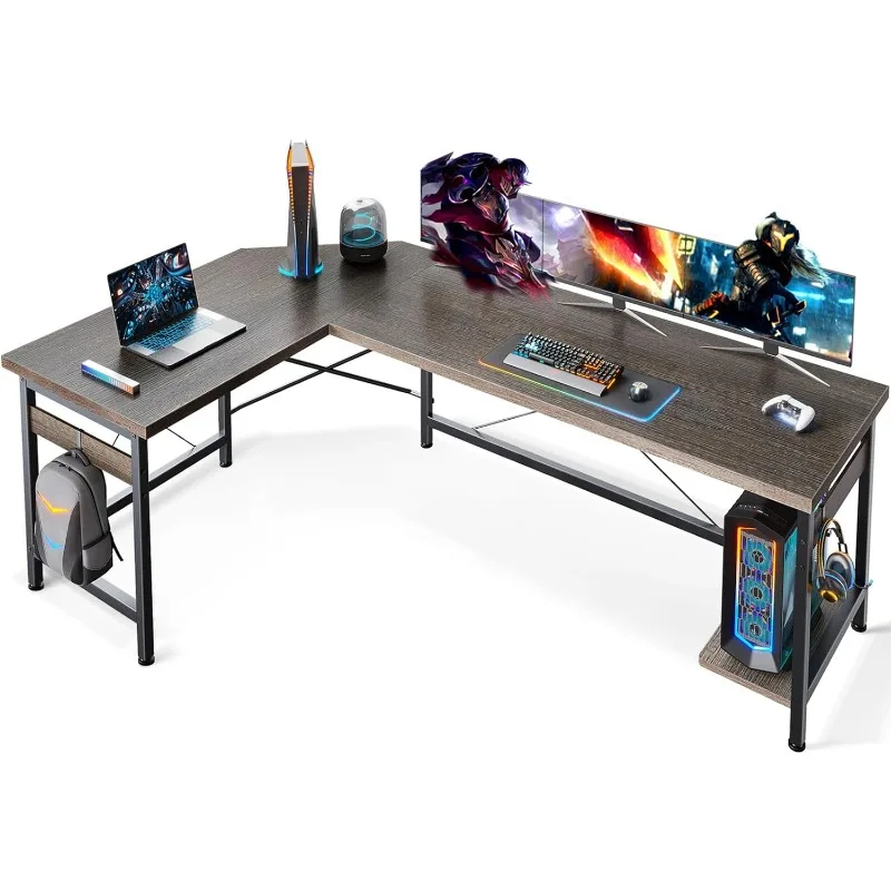 

Игровой стол Coleshome 66 дюймов, угловой компьютерный стол, прочный компьютерный стол для дома и офиса, письменный стол, большой игровой стол