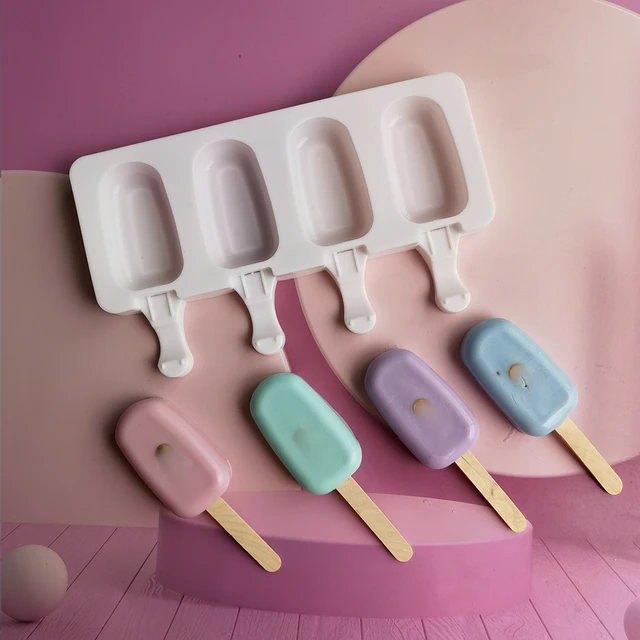 Ice Cream Popsicle Molds 4 Cell Silicone Ice Pop Molds BPA Free Popsicle  Mold Kitchen Reusable Easy Release Ice Pop Make - AliExpress