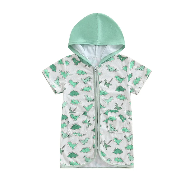 1-6 سنوات أطفال طفل الفتيان السباحة التستر شجرة/ديناصور طباعة ثوب السباحة التستر يلتف زمم مقنعين القمم الاطفال بركة الشاطئ رداء