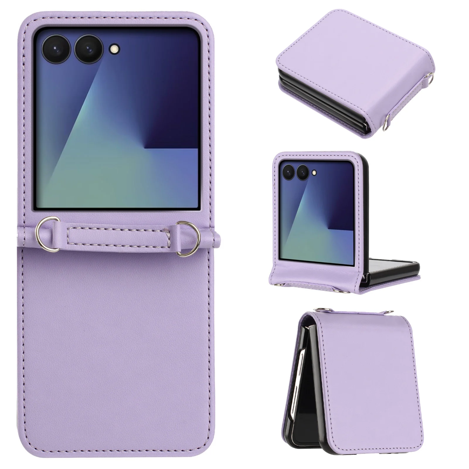 Slim Leather Phone Case with Kickstand and Shockproof Design - Solid Color Skin Feel
