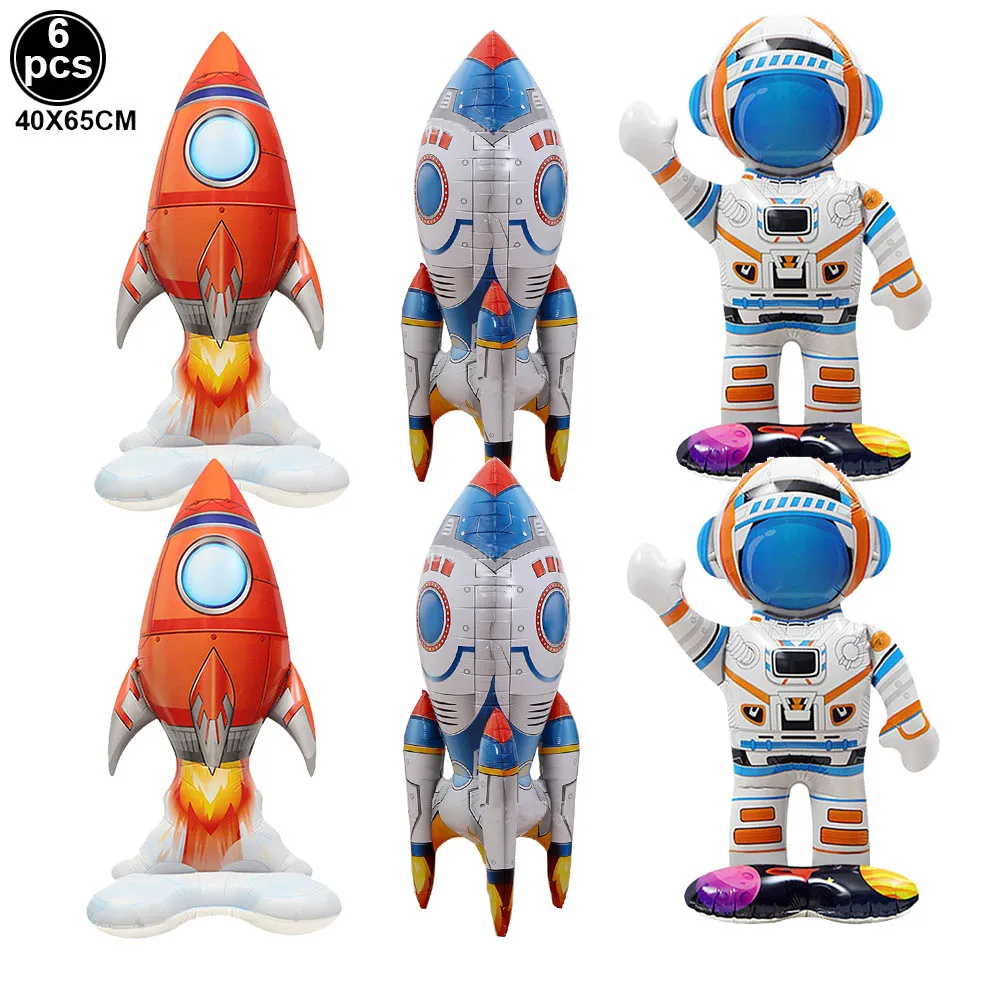 Foil Balloons 4D Standing Astronaut Rocket for Kids Party Decorations