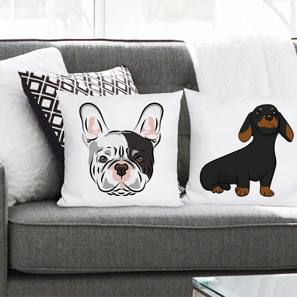 

Bulldog Dachshund Dog Print Cushion Cover Pillow Cover Children Pillowcase Home Sofa Decorative Car Chair Throw Pillows Cojines