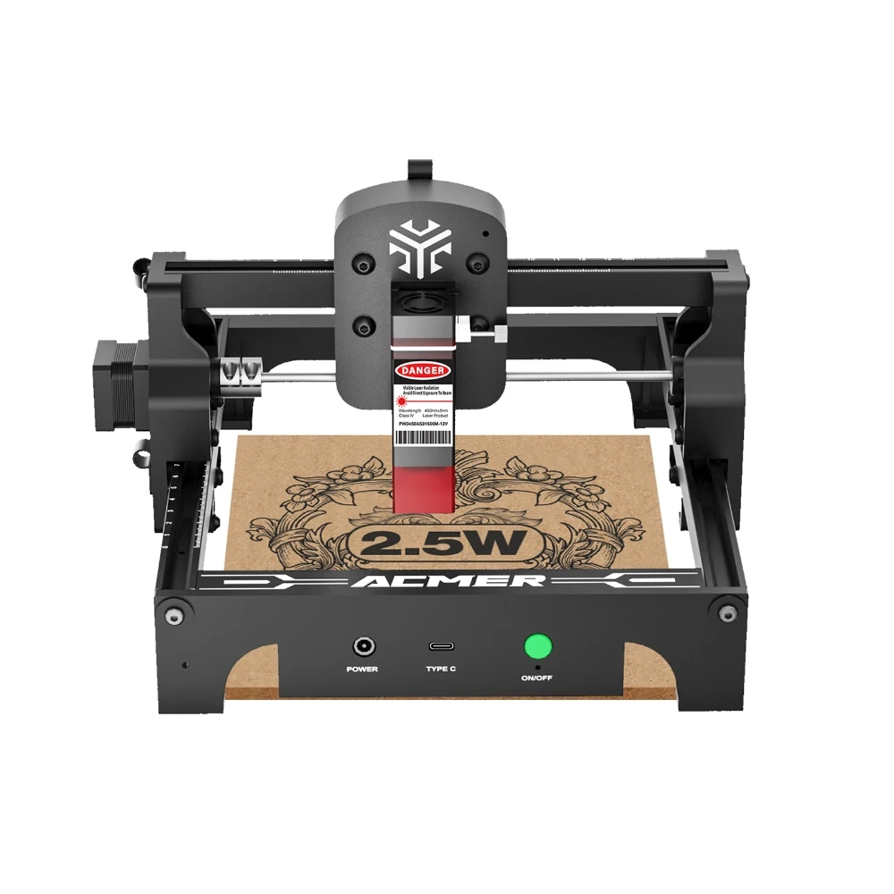 Acmer mini gravador a laser portátil s1 2.5w 3.5 6 diy máquina de corte gravação a laser gravar etiqueta do cão couro madeira logotipo plástico